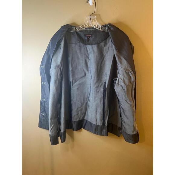 Escada Denim Like Button Front Notched Collar Short Sleeve Light Jacket 46 - Picture 2 of 8